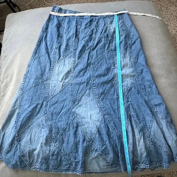 Denim Skirt Patchwork Vintage Maxi Skirt Boho Western Y2K CoastalCowgirl - Picture 2 of 4